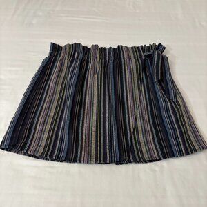 Fashion On Earth Faux-Wrap Skirt, Large, Blue Stripes